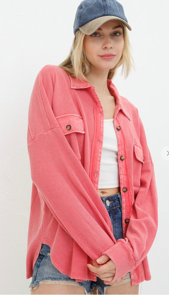 Running Errands Textured Lightweight Shacket