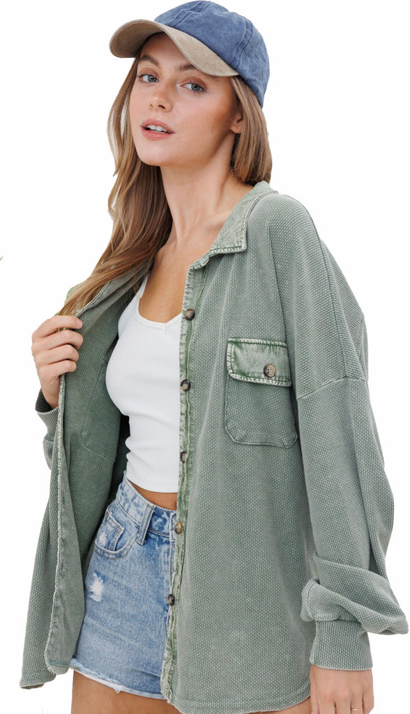 Running Errands Textured Lightweight Shacket