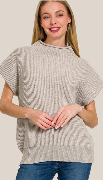 Sophia Mock Neck Sweater- H Mocha