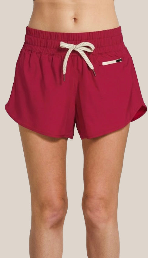 Vuori Dupe Soft Lined Shorts- Cabernet Red