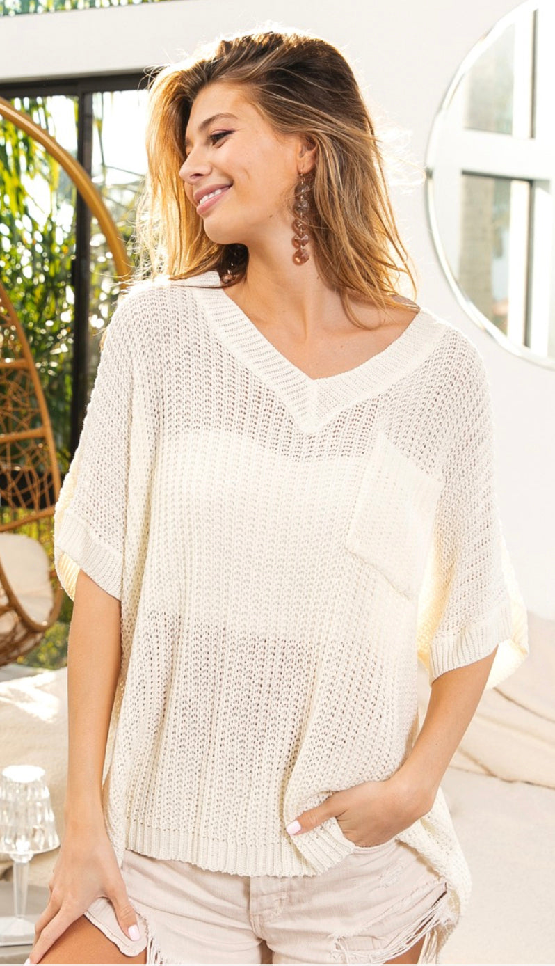 Everyday To Beach Loose Fit Sweater- Ivory