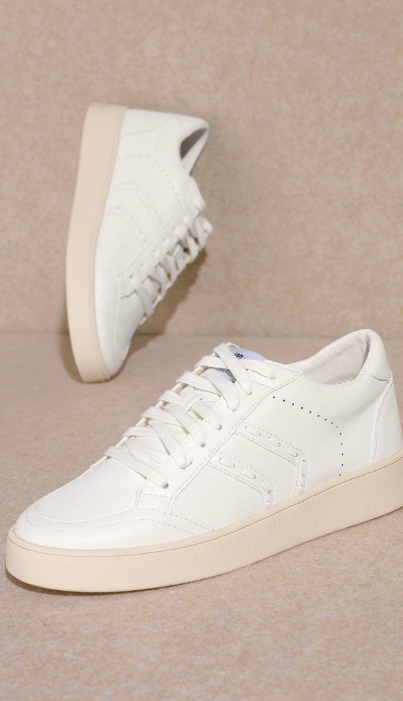 Braided Detail Leather Sneakers- White