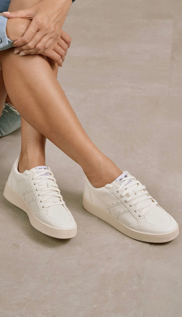 Braided Detail Leather Sneakers- White
