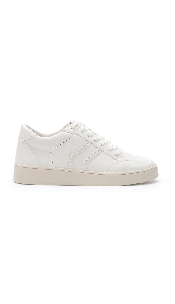 Braided Detail Leather Sneakers- White