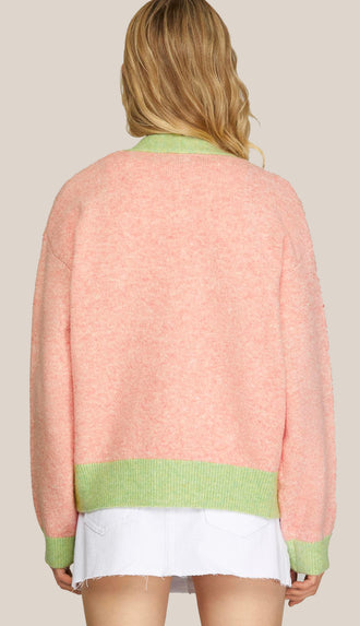 Watermelon Sugar Sweater Cardigan- Pink