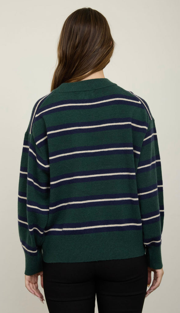 Clara Stripe Crewneck- Green/Navy