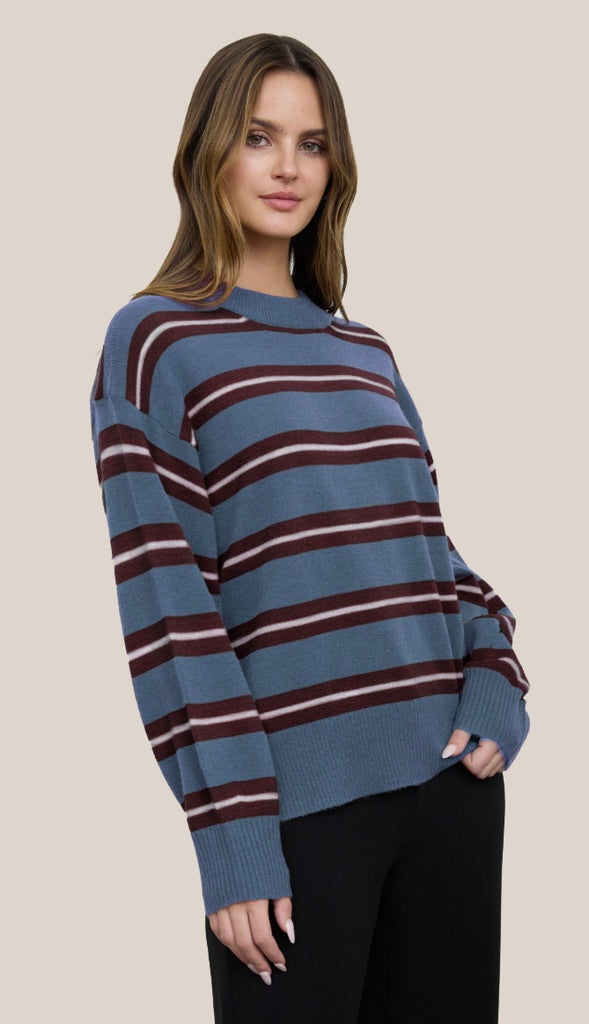 Clara Stripe Crewneck- Green/Navy