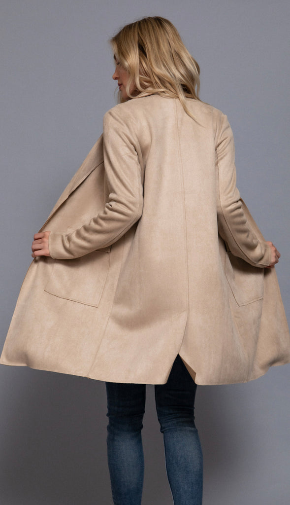Alicia Faux Suede Jacket- Taupe