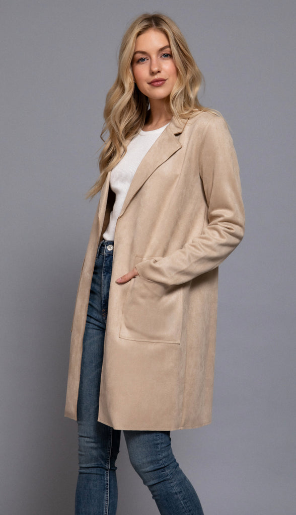 Alicia Faux Suede Jacket- Taupe