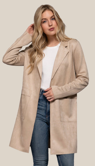 Alicia Faux Suede Jacket- Taupe
