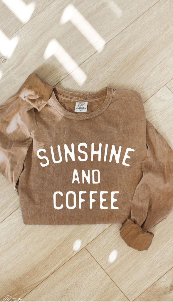 Sunshine And Coffee Mineral Wash Long Sleeve Tee- Toast