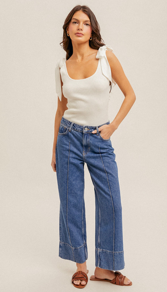 Emmy Tie Sweater Tank- Sage