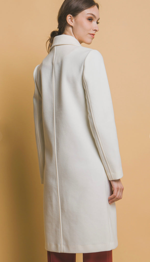 Uptown Chic Longline Notch Lapel Coat- Green