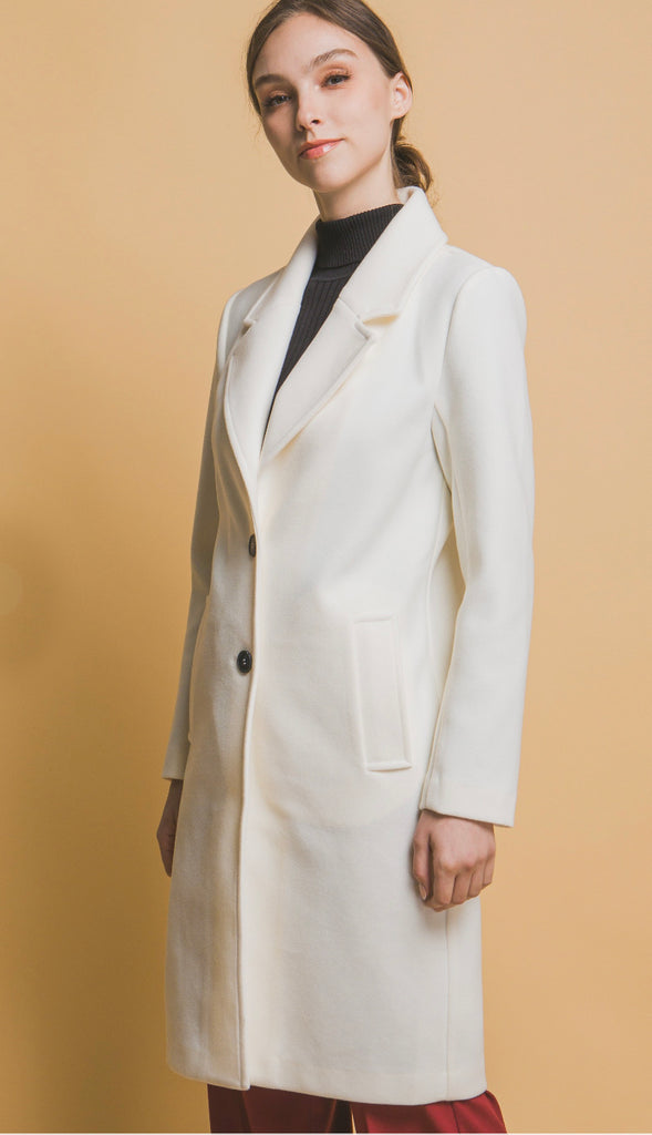 Uptown Chic Longline Notch Lapel Coat- Green