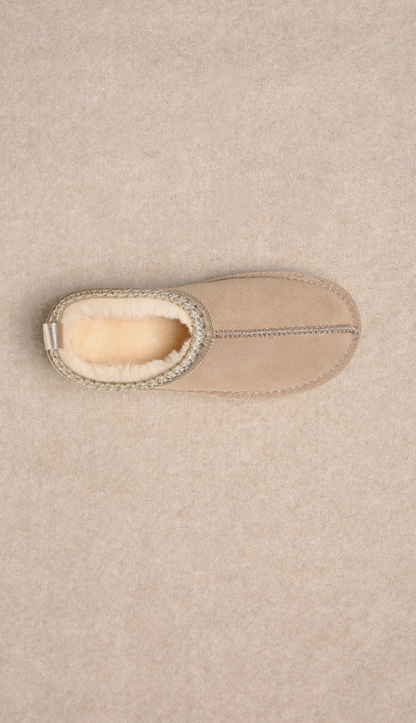Fur Lined Platform Slipper Boots- Sandstone