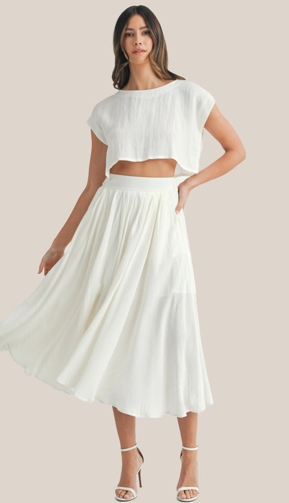 Dorit Crop Top And Midi Skirt Set- French Blue