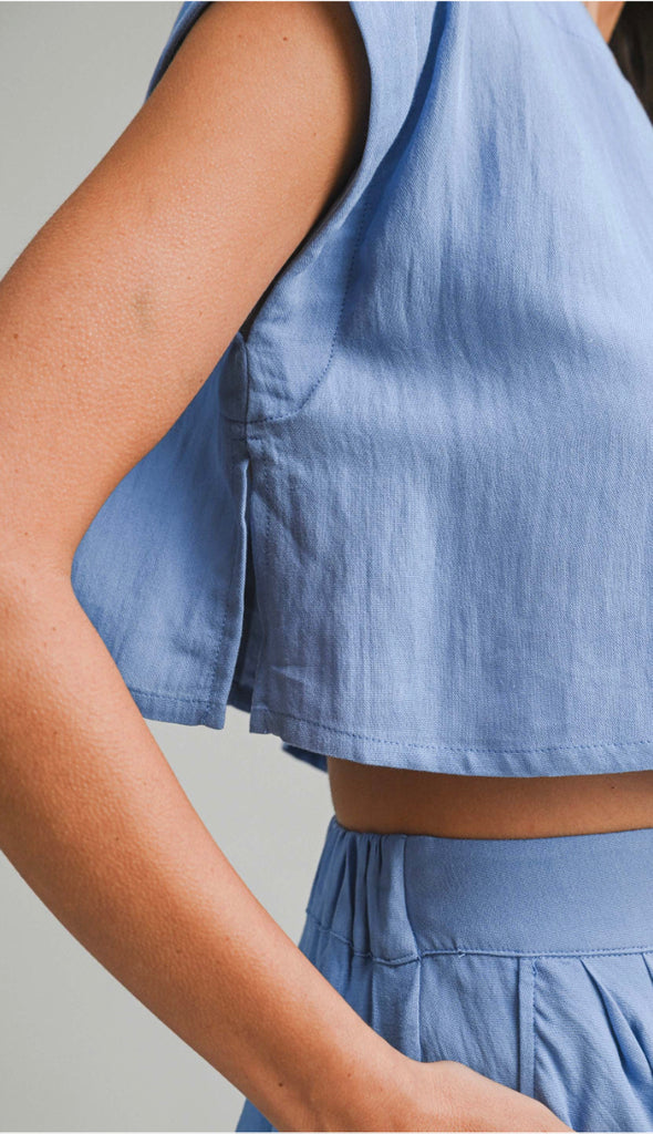 Dorit Crop Top And Midi Skirt Set- Cream