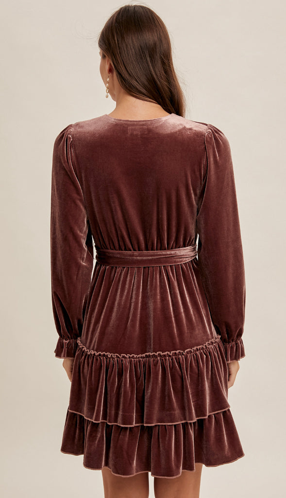 Romance Me Right Velvet Dress- Mauve