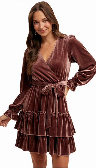 Romance Me Right Velvet Dress- Mauve