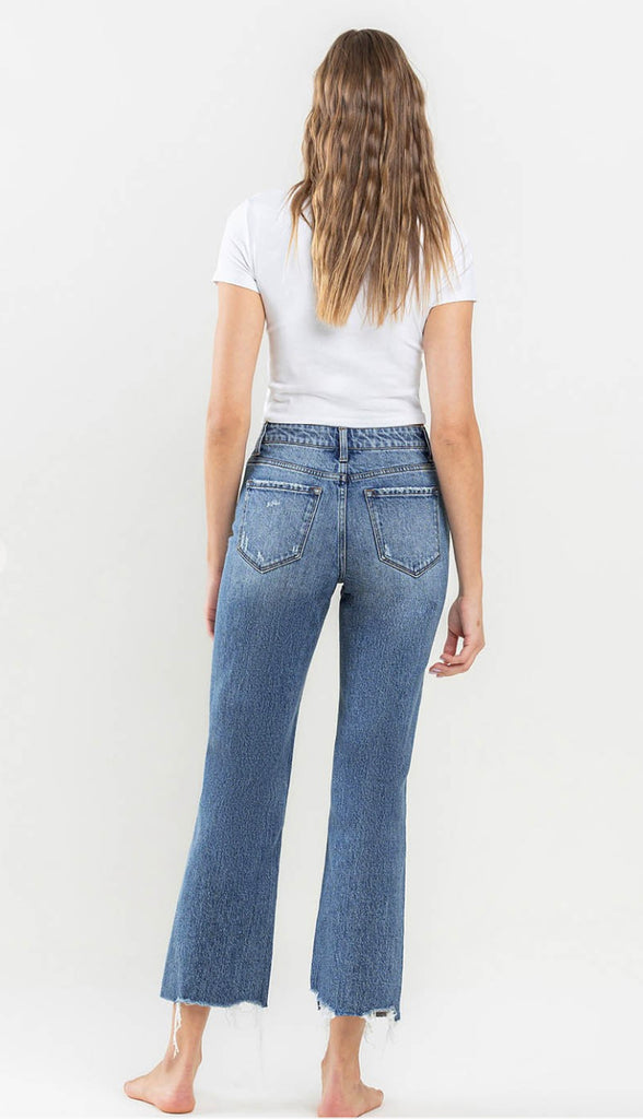 Vervet Victorious High Rise Crop Wide Leg Denim- Med Wash