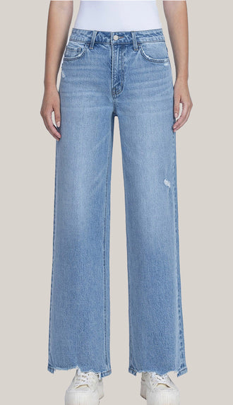 Vervet Olivia High Rise Wide Leg Jeans- Medium/Light Wash