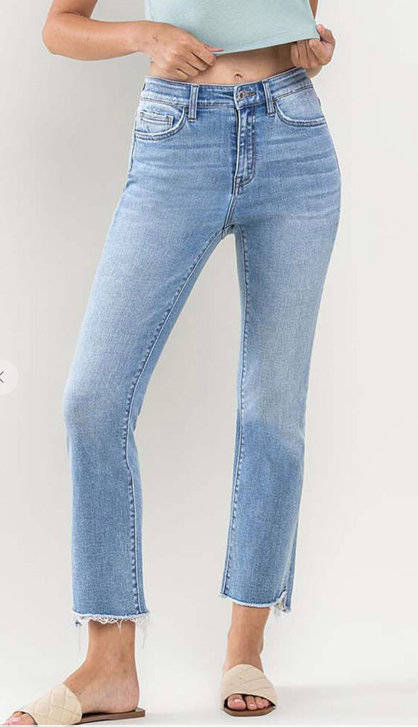 Vervet Striving High Rise Crop Flare- Lt Wash