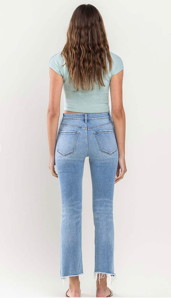 Vervet Striving High Rise Crop Flare- Lt Wash