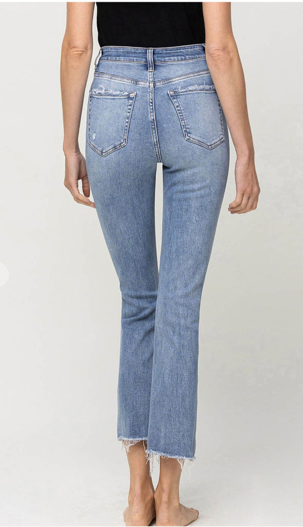 Vervet Swish High Rise Straight Denim- Med Wash