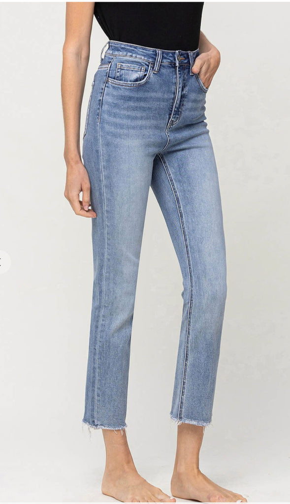 Vervet Swish High Rise Straight Denim- Med Wash