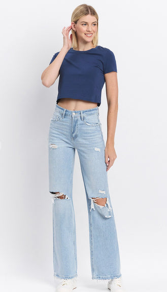 Vervet Leslie 90's Vintage Super High Rise Flare Jeans (Western)- Light Wash