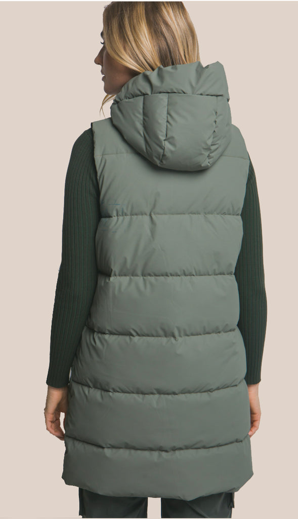 Bringing Warmth Hooded Long Quilted Puffer Vest- Olive