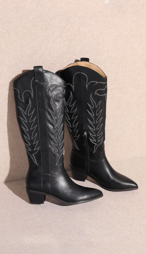 Samara Stitch Western Boots- Beige