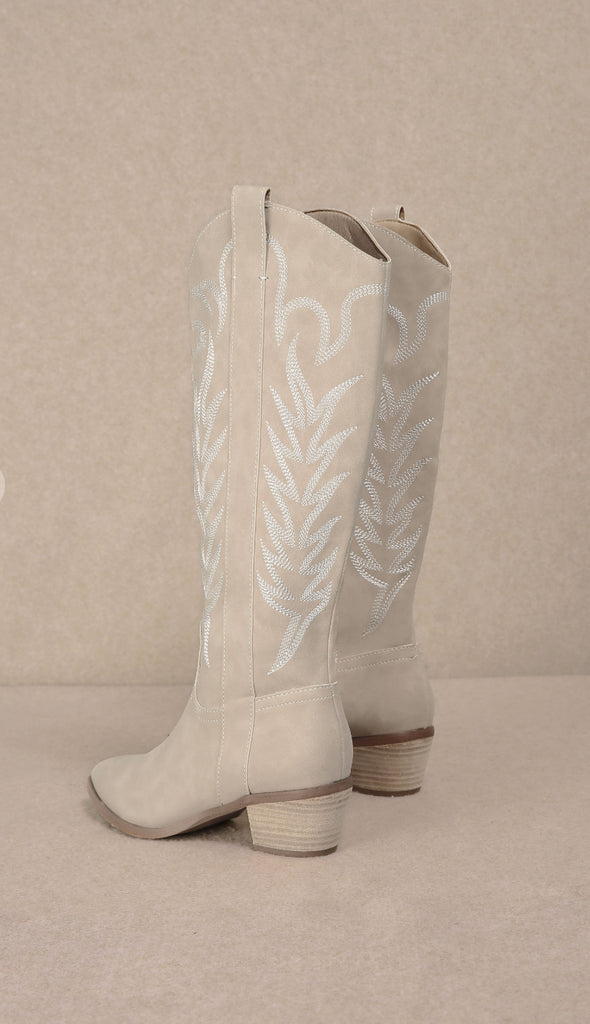 Samara Stitch Western Boots- Beige