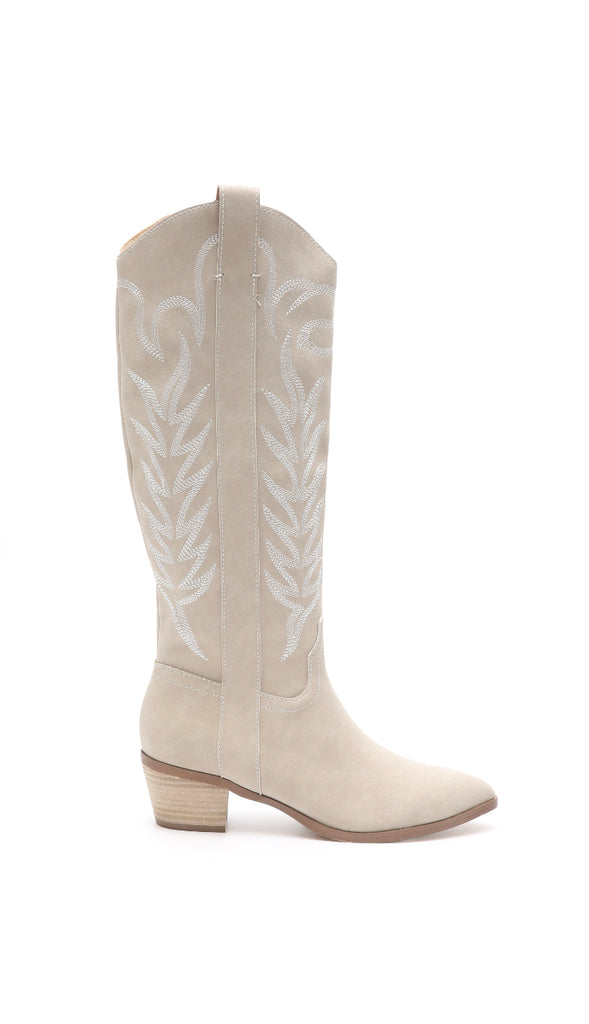 Samara Stitch Western Boots- Beige