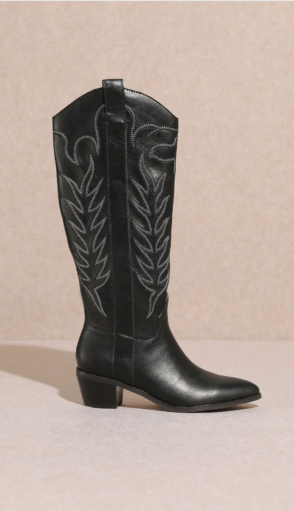 Samara Stitch Western Boots- Beige