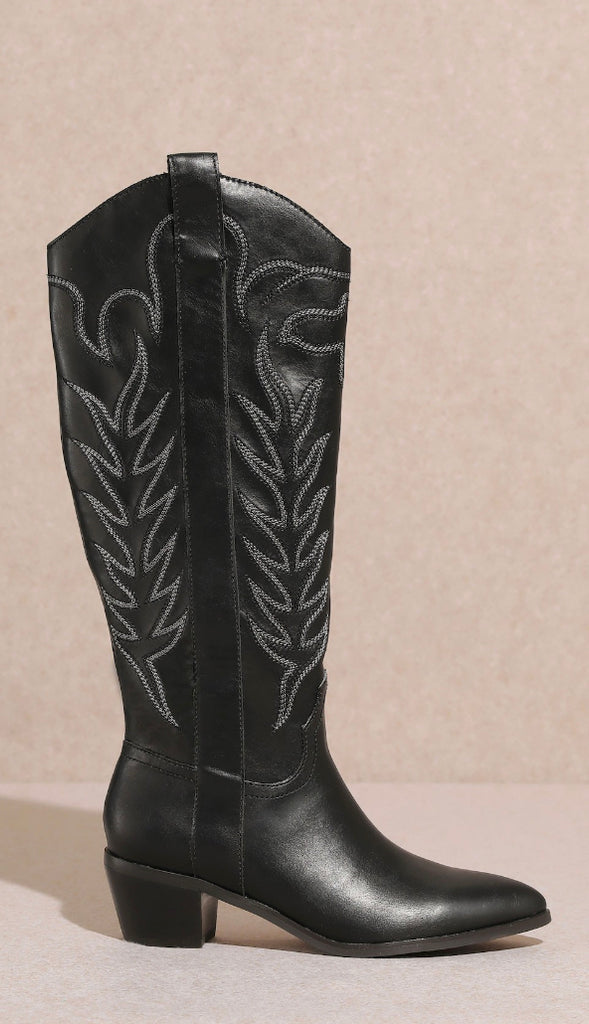 Samara Stitch Western Boots- Black