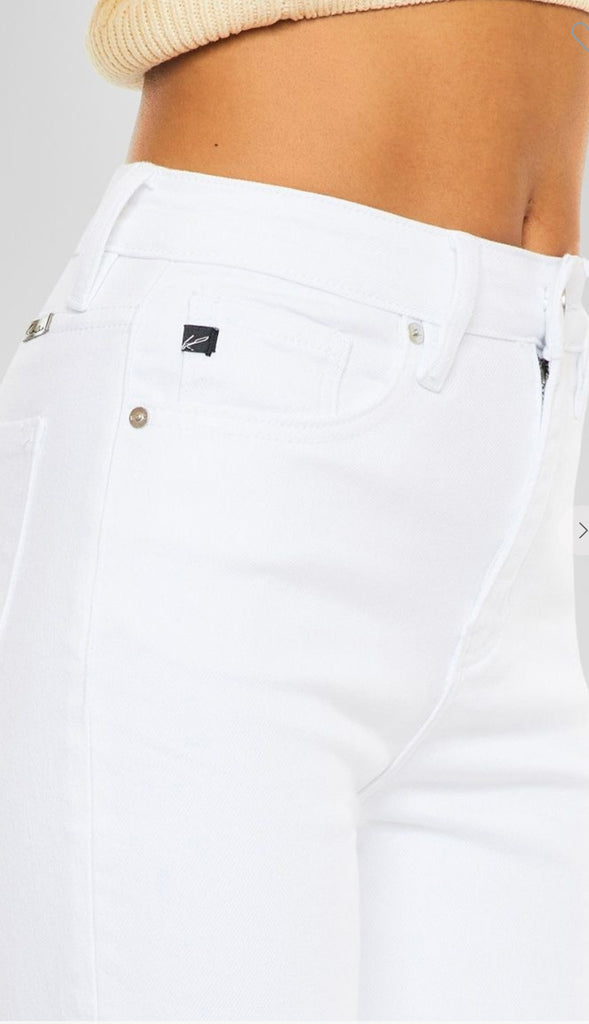 High Rise Slim Straight Denim- White