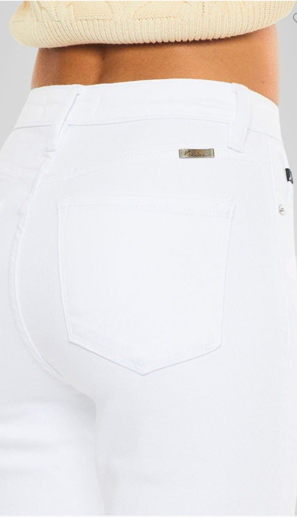 High Rise Slim Straight Denim- White