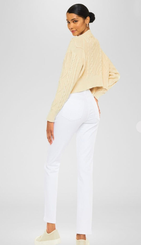 High Rise Slim Straight Denim- White