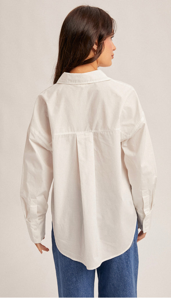 Oversized Button Down Poplin Shirt- White