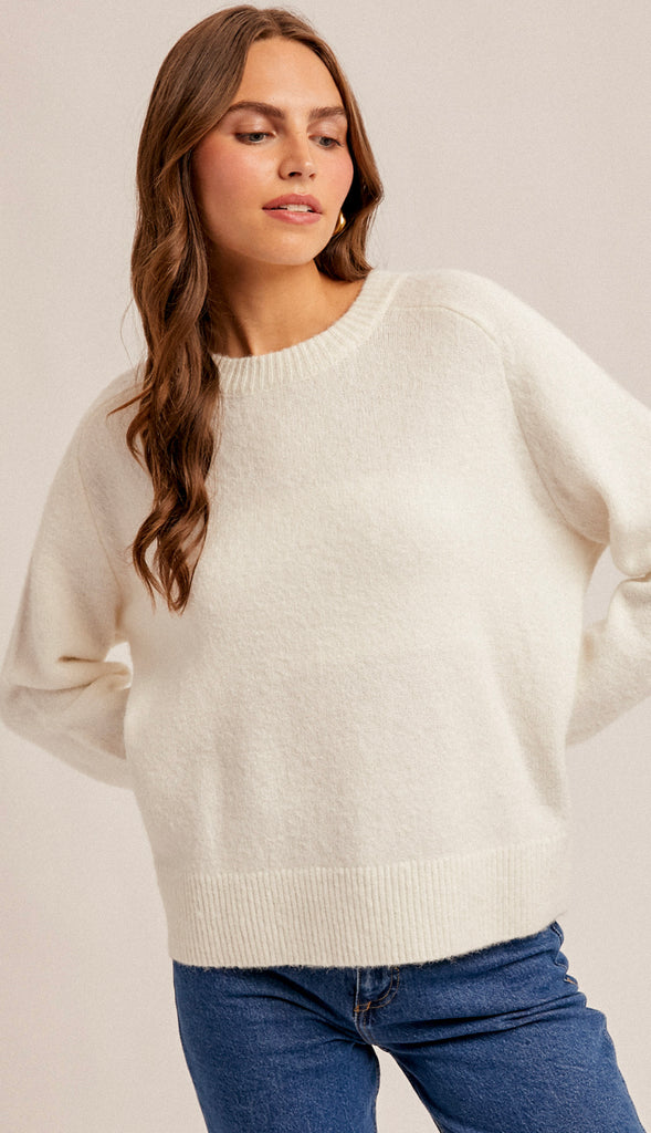 Cloud Comfort Closet Staple Relaxed Sweater- Snow White