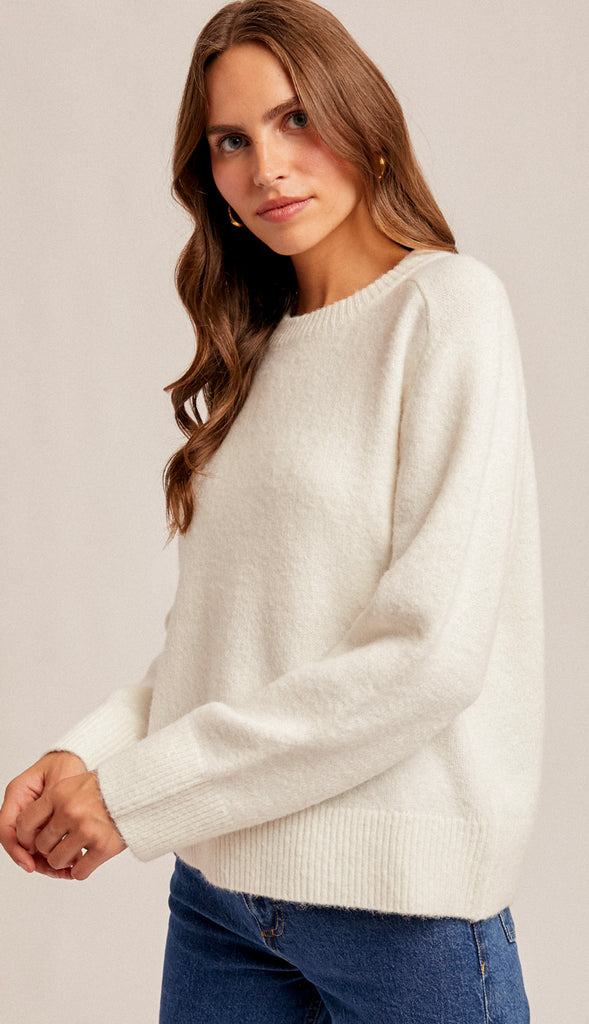 Cloud Comfort Closet Staple Relaxed Sweater- Snow White