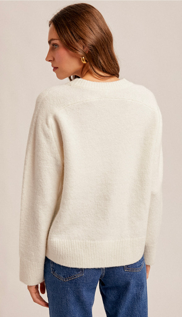Cloud Comfort Closet Staple Relaxed Sweater- Snow White