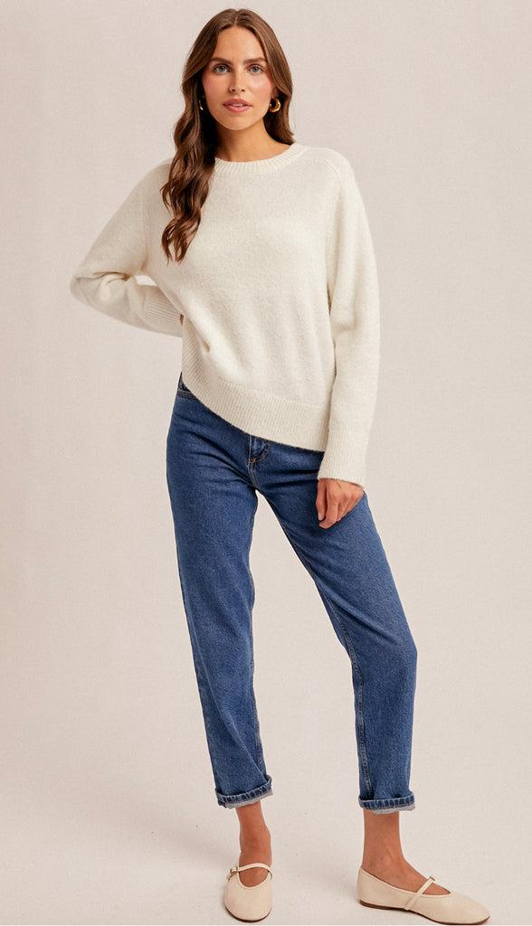 Cloud Comfort Closet Staple Relaxed Sweater- Snow White