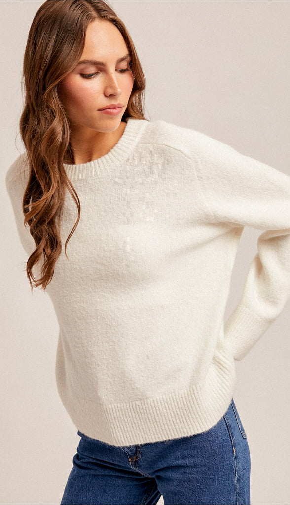 Cloud Comfort Closet Staple Relaxed Sweater- Snow White