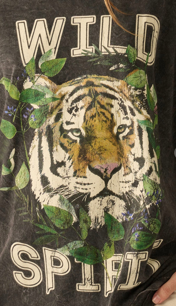 Wild Spirit Oversized Graphic Tee- Black