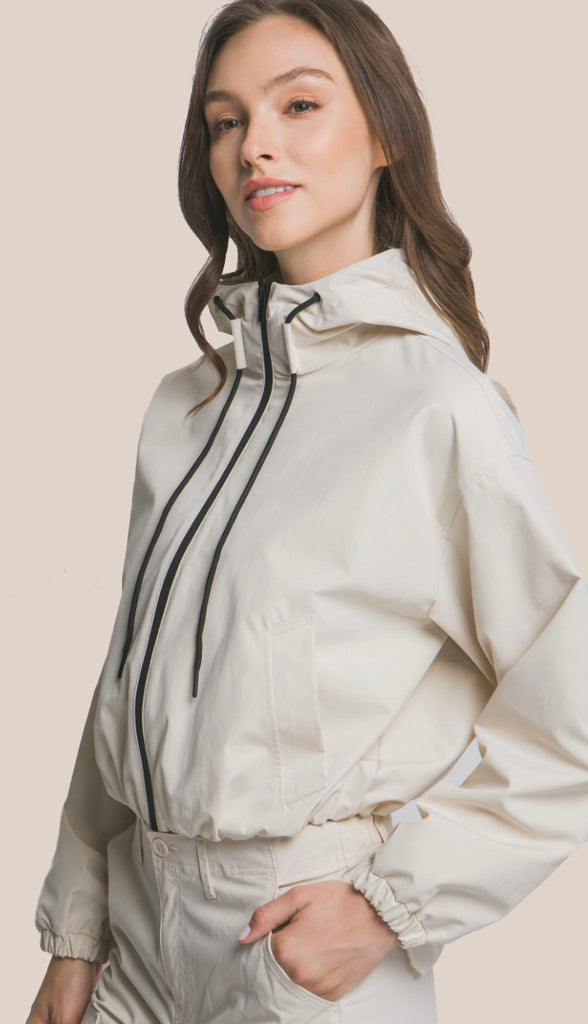 Lulu Hooded Full Zip Jacket- Khaki