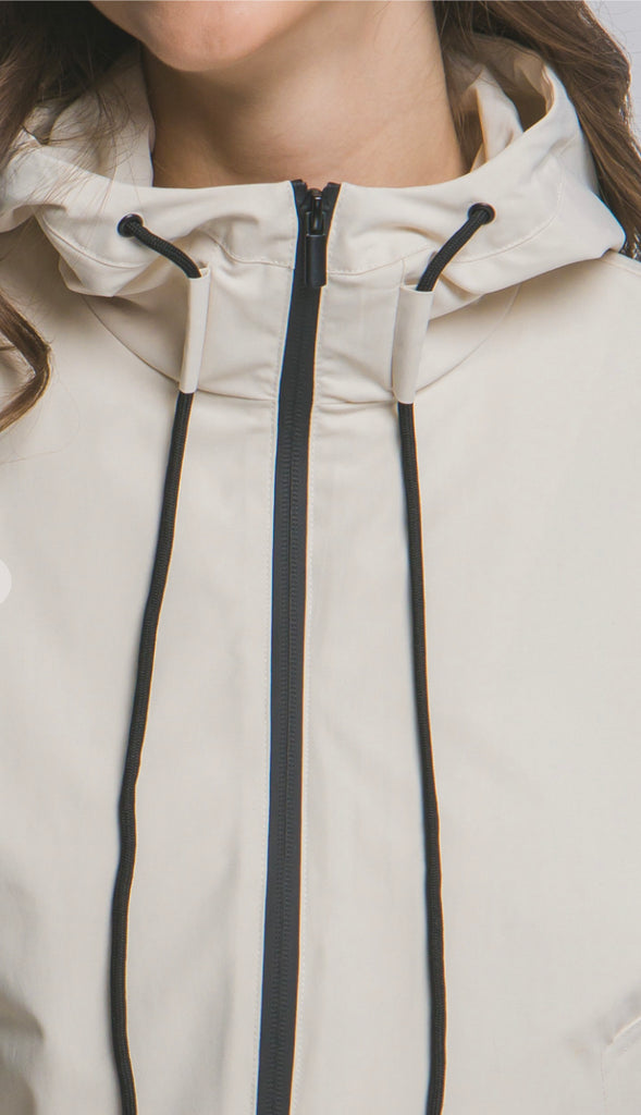 Lulu Hooded Full Zip Jacket- Cream
