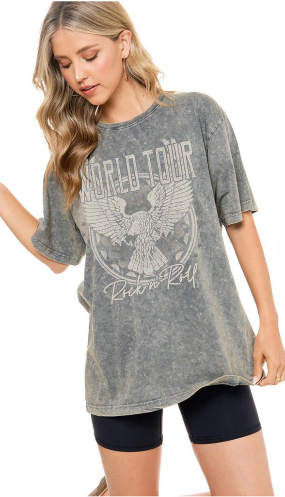 World Tour Rock N Roll Vintage Eagle Graphic