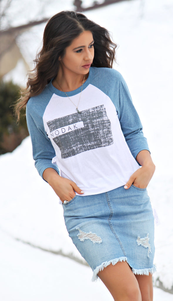 Nodak Baseball Tee- Denim Blue